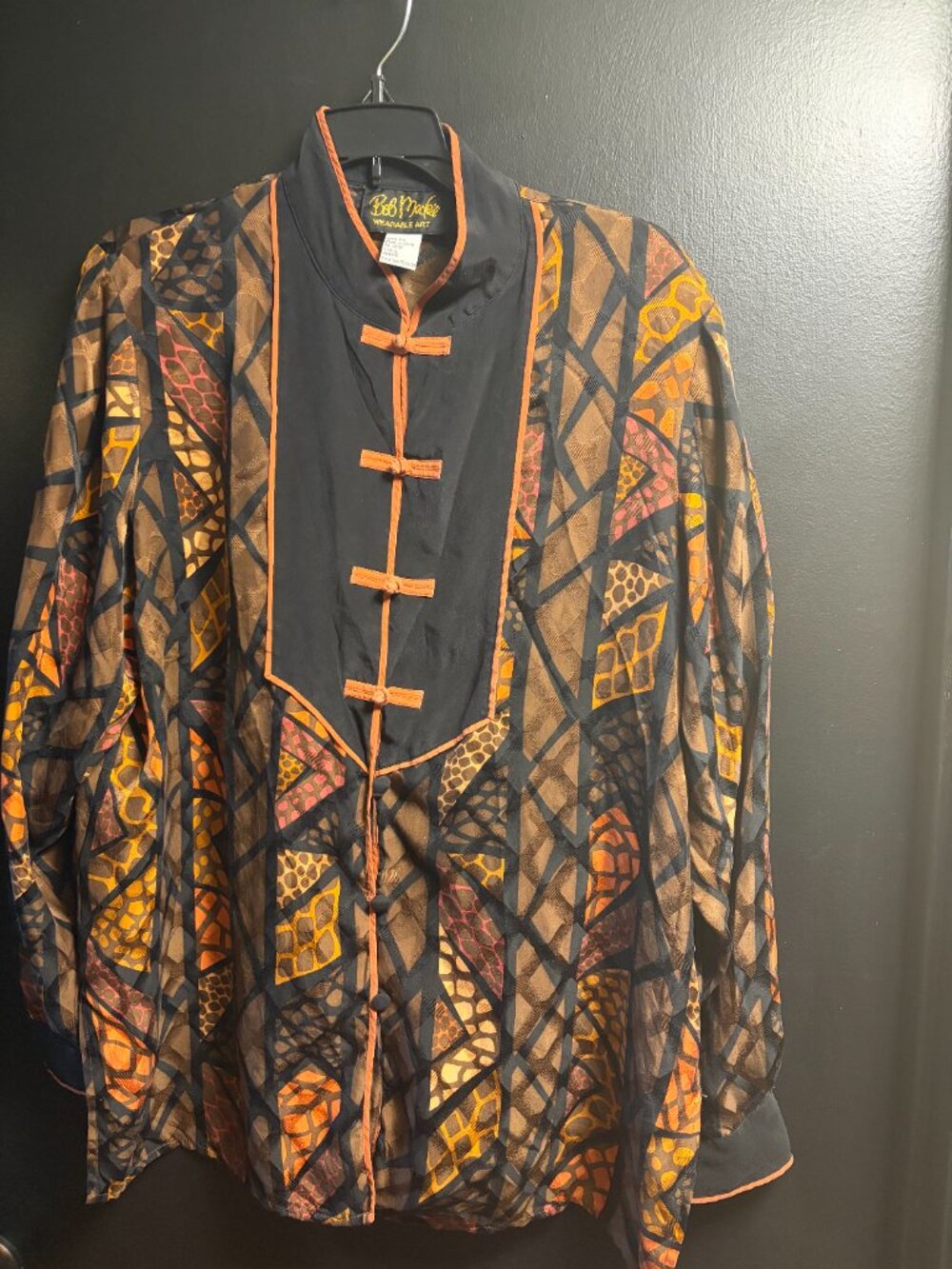 BOB MACKIE WEARABLE ART TOP 100% SILK